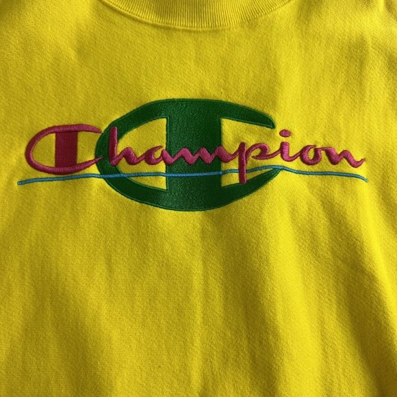 Vintage Champion Reverse Weave Pullover Yellow Sweatshirt Crew Neck Size Medium - Picture 4 of 11